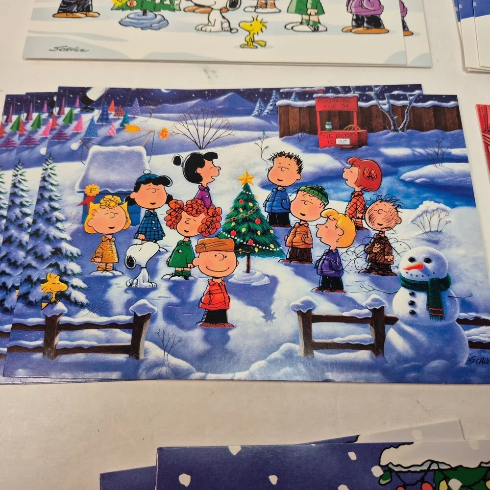 Vtg Peanuts Holiday Christmas Greeting Cards Envelopes Assorted Schulz Lot of 14